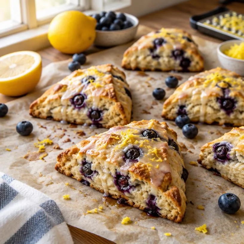 Blueberry + Lemon Sourdough Scones